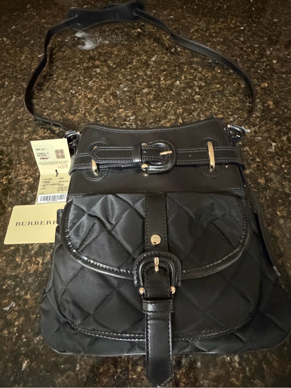 Burberry Black Quilted Shoulder /cross body Bag with Gold-Tone Hardware - Picture 3 of 9